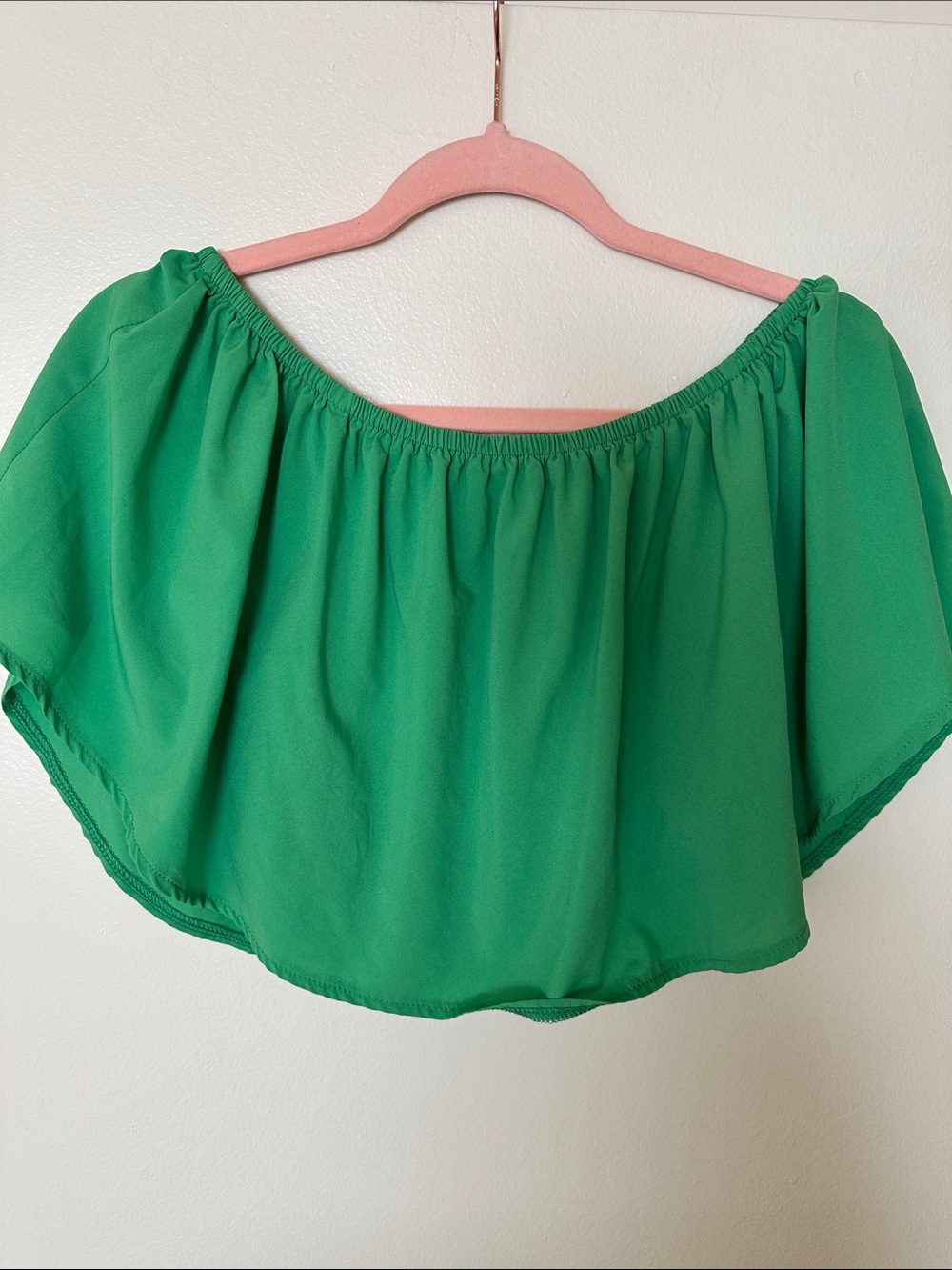 Off-Shoulder Green Crop Top